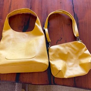 Day bag and matching purse by Joy/ Susan mustard yellow pair